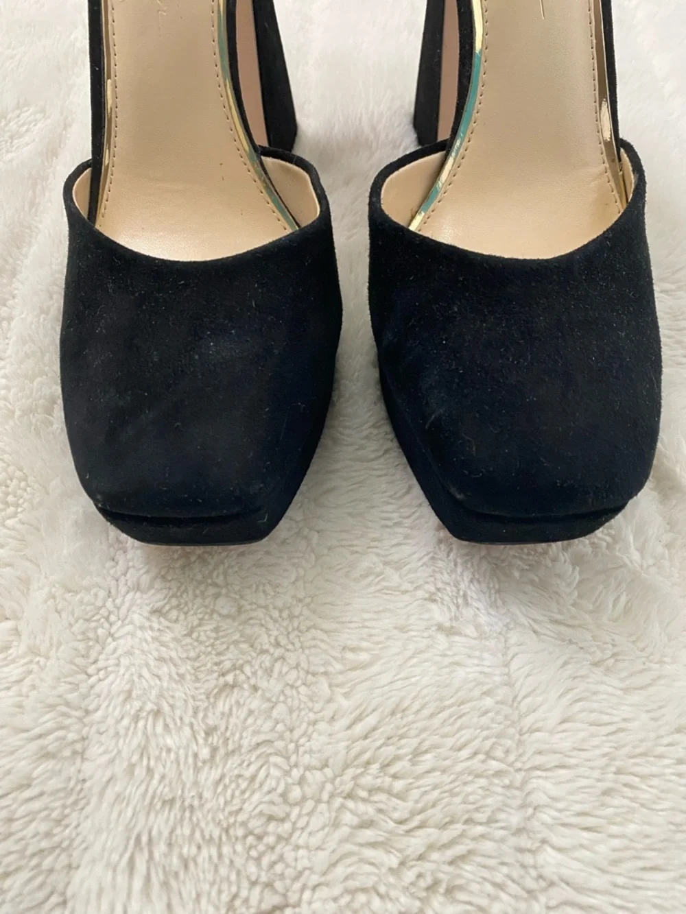 Jessica Simpson Black Suede Platform Block Heels with Ankle Strap Size 8.5